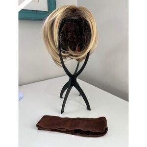 Short Blonde Bob Wig HD Fiber Dark Roots Synthetic Hair with Velvet Wig Grip
